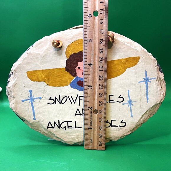 VTG Plain Jane Slate Sign Snowflakes Angel Kisses Handcrafted New Orleans Art - Picture 3 of 8